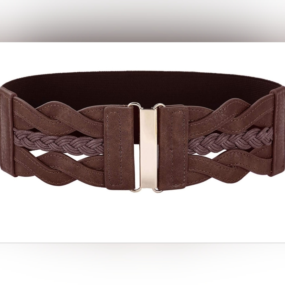 Grace Karin Elastic Vintage Belt Brown/Coffee XL
